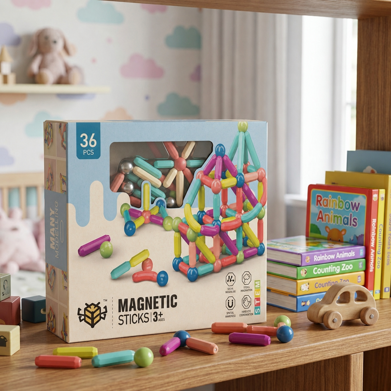 Magnetni set štapića i kugli - 36 dijela