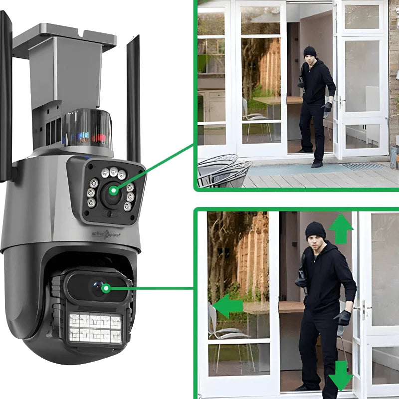Sigurnosna PTZ IP kamera 4K sa trostrukim sočivom i sirenom - lindomanija.com