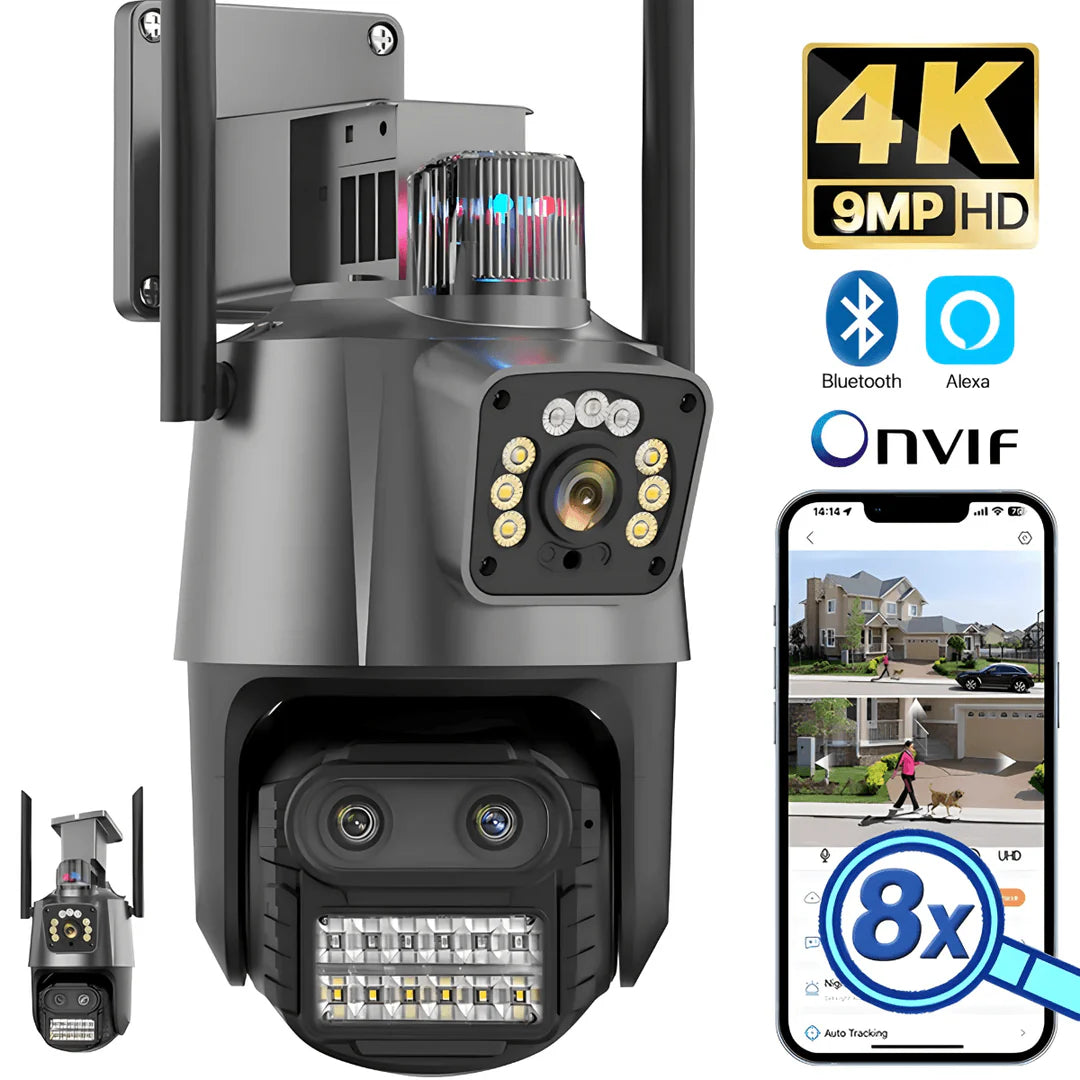 Sigurnosna PTZ IP kamera 4K sa trostrukim sočivom i sirenom - lindomanija.com